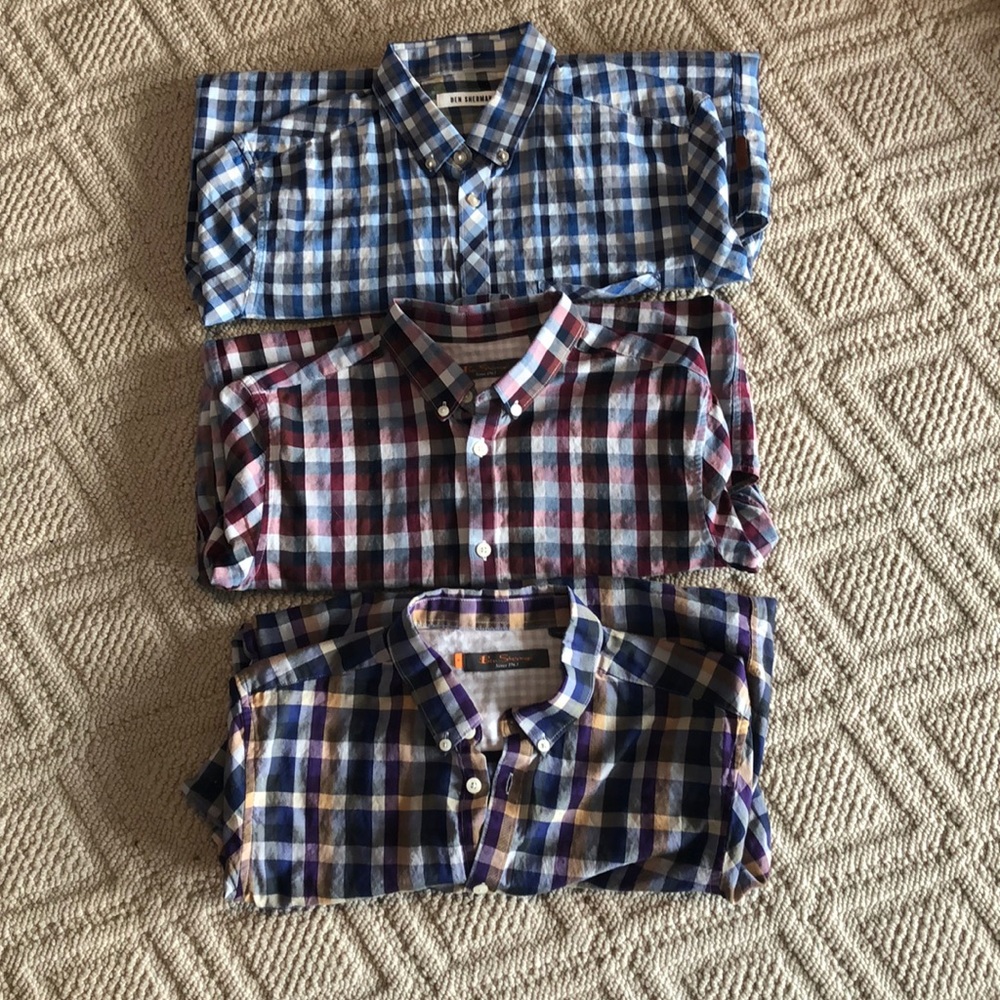 3 lightly worn Ben Sherman button down shirts.